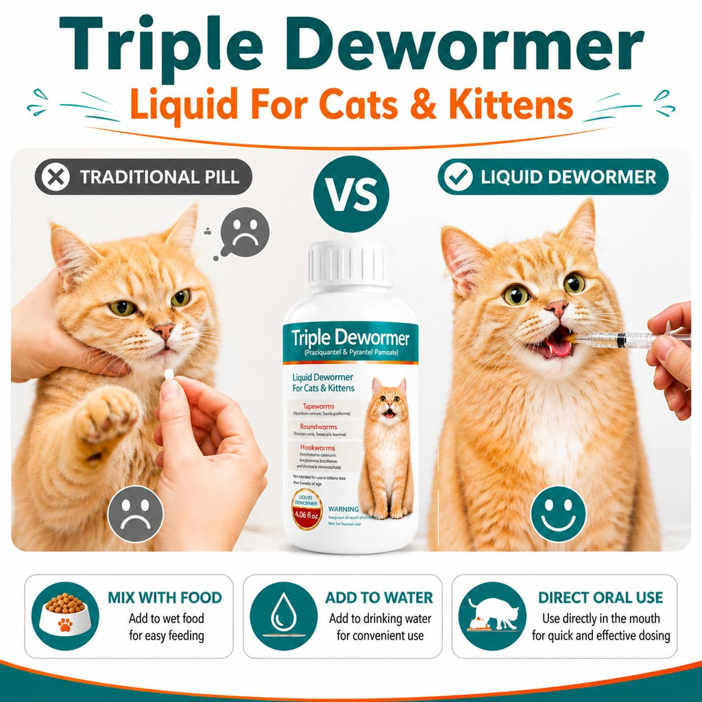 Cat Dewormer Liquid for Tapeworms, Roundworms and Hookworms A526