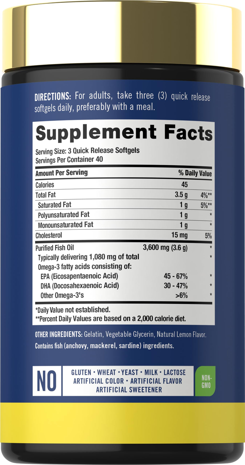 Fish Oil 3600mg 1080mg Omega 3 120 Count U573247