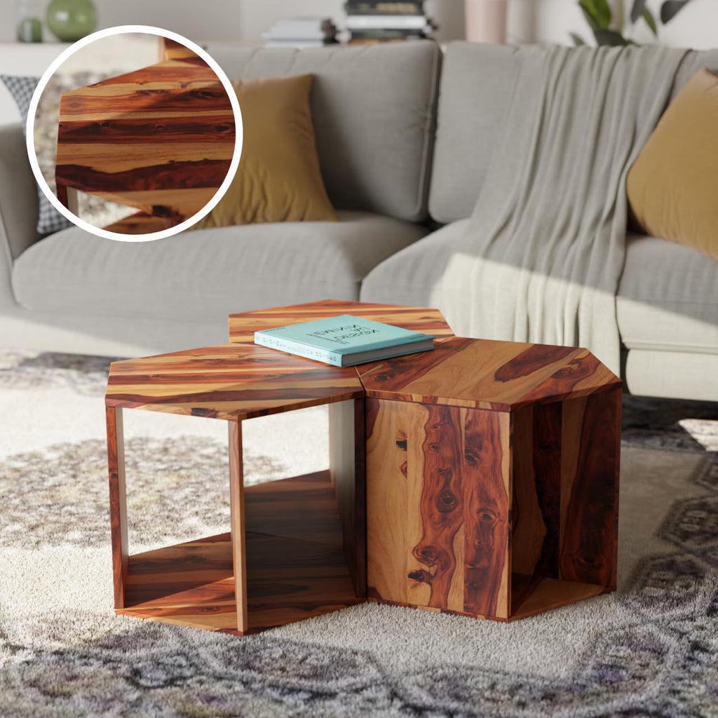 Solid Sheesham Wood Coffee Table Set of 3 E702