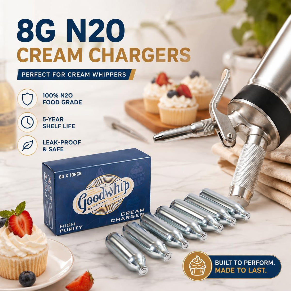 8g N2O Whipped Cream Chargers 10-Pack T9391