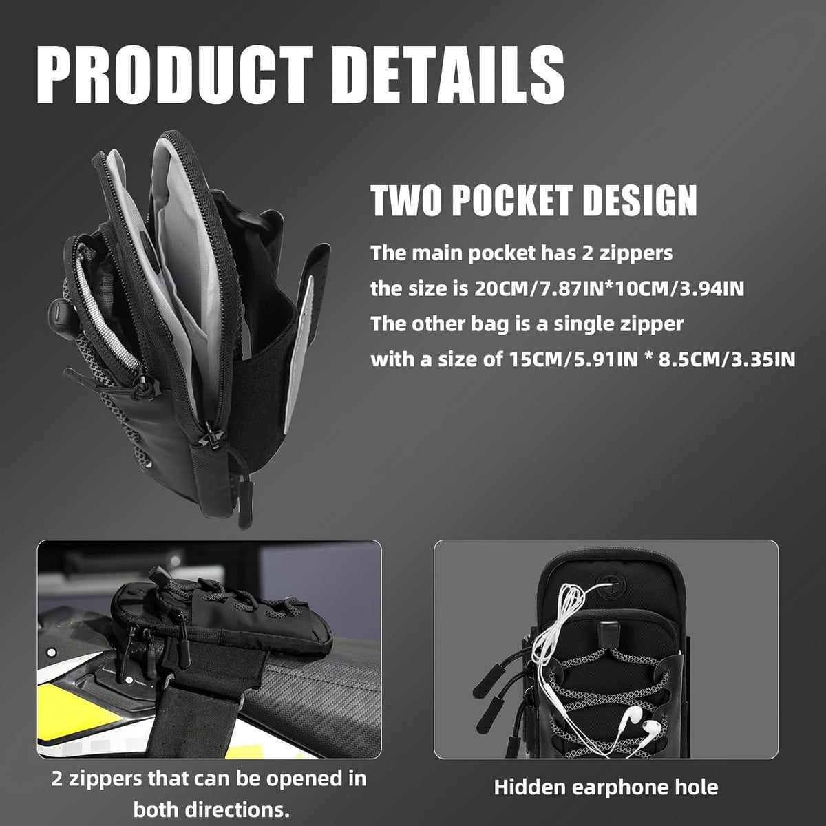 Black Motorcycle Front Frame Bag T94721