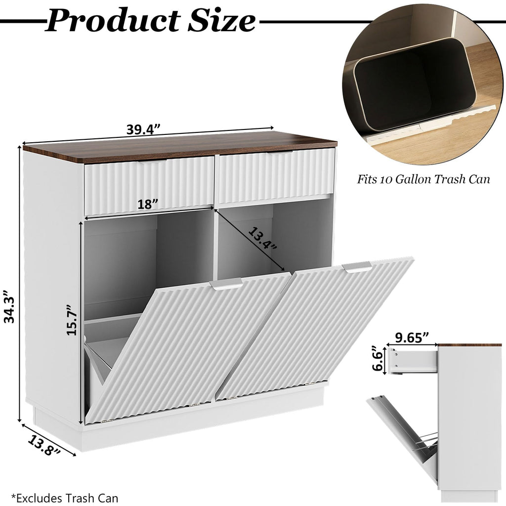 White Double Tilt Out Trash Can Cabinet K934044