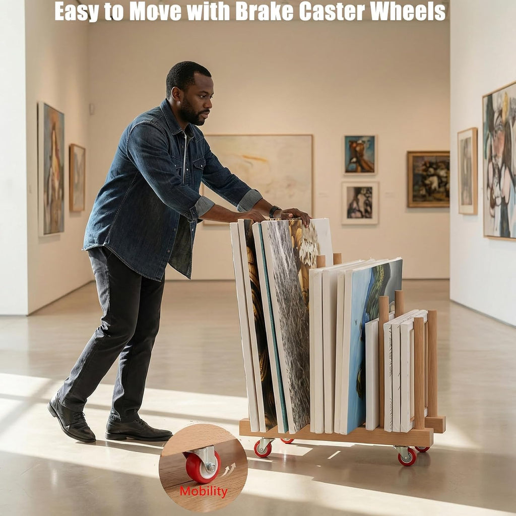 Artwork Storage Rack with Brake Caster Wheels 12in X535328