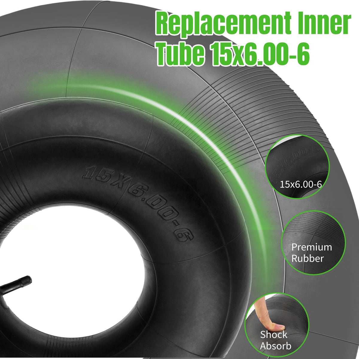 15x6.00-6 Inner Tubes with TR-13 Straight Valve Stem, 2 Pack Y696880