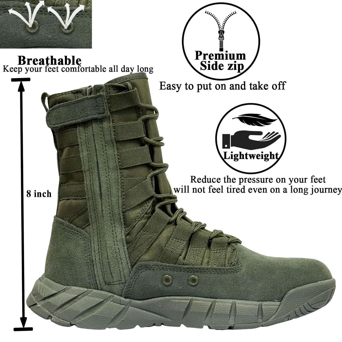 Lightweight Side Zip Tactical Boots X17301