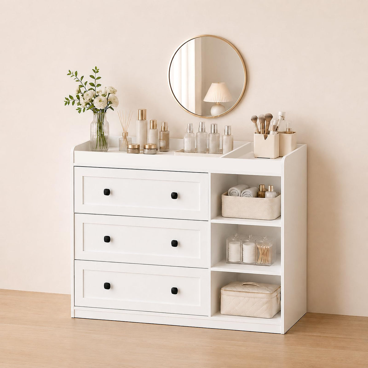 White Wood 3 Drawer Changing Table B887500