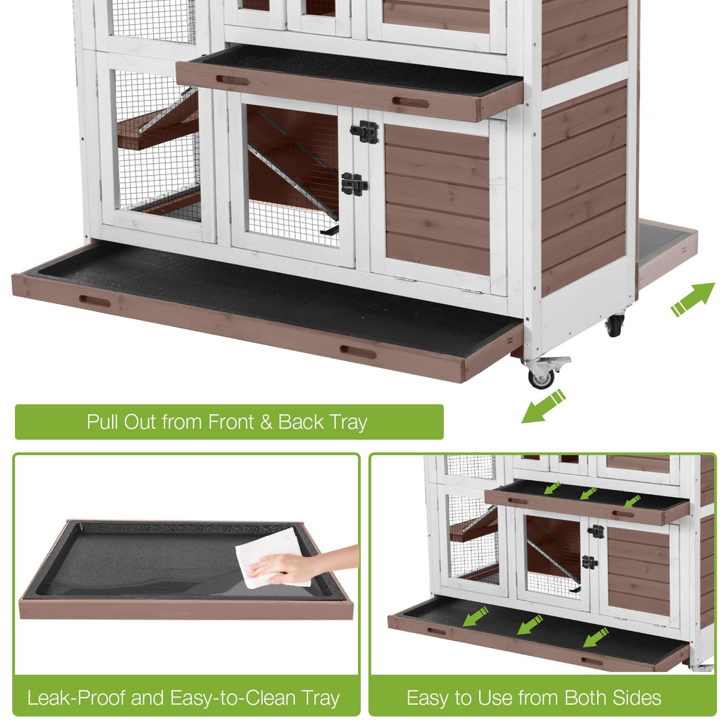 Two-Story Rabbit Hutch with Wheels D637