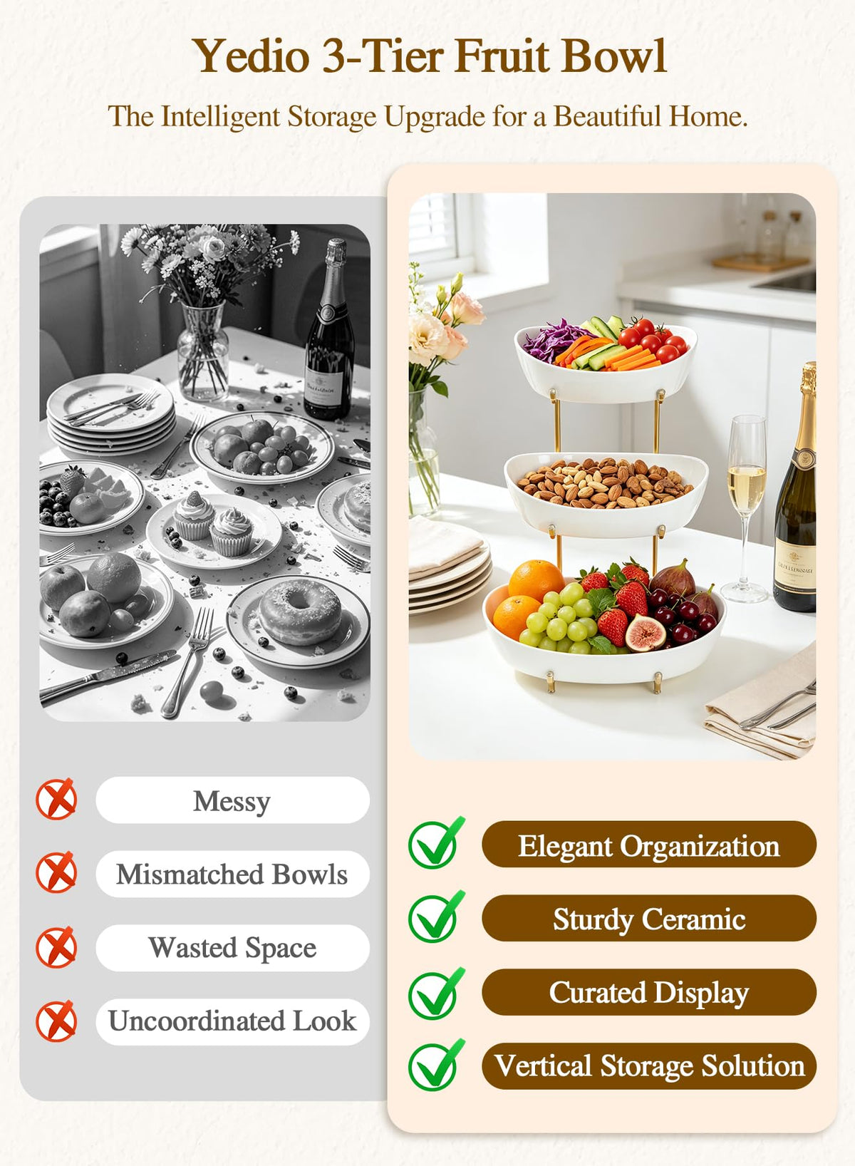 3 Tier Ceramic Fruit Bowl Z28755