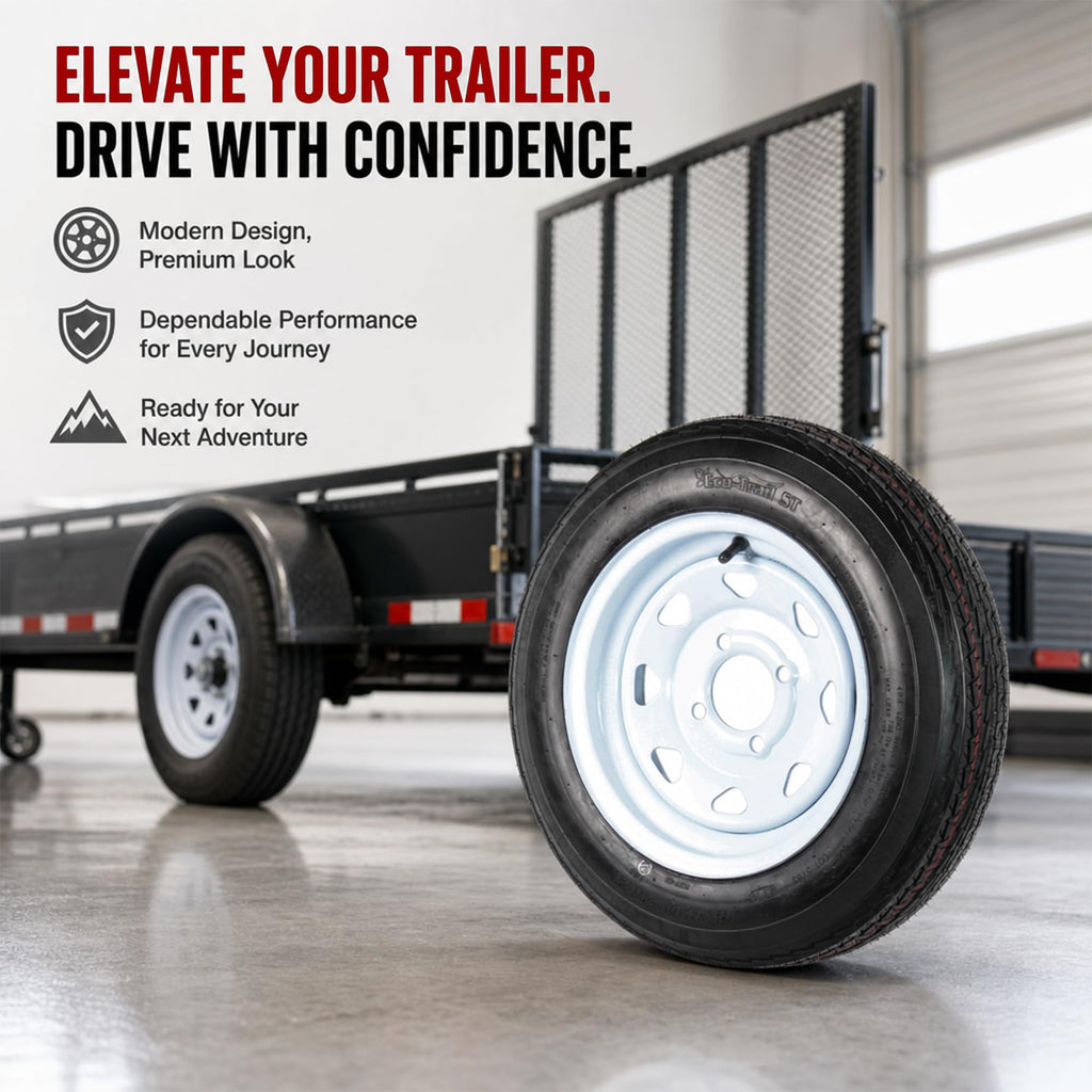2-Pack Trailer Tire Rim Assembly 4.80-12 White 4 Lug O9726