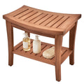 Teak Shower Bench Stool with Shelf T8317