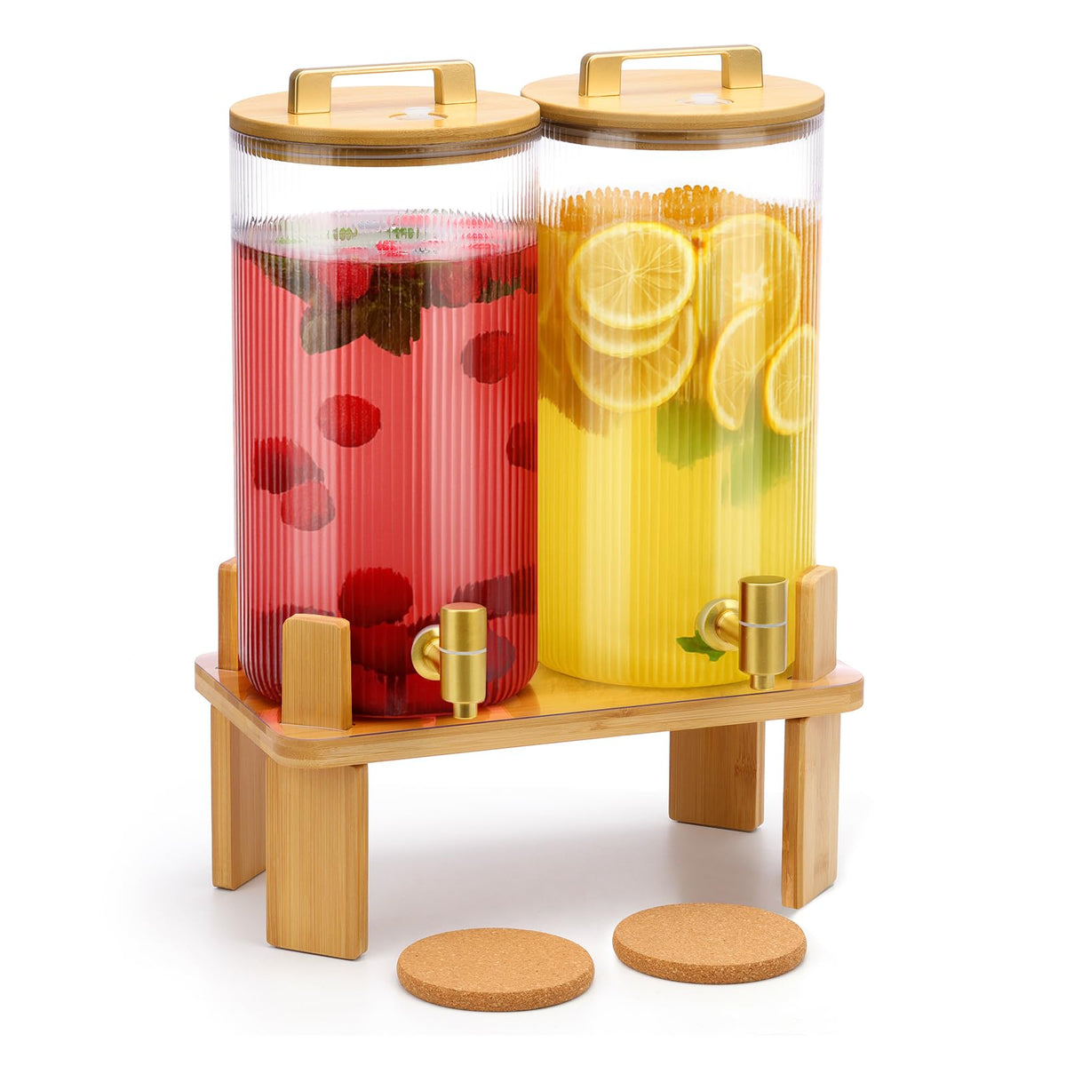 1.5 Gallon Drink Dispensers with Wood Stand C480965