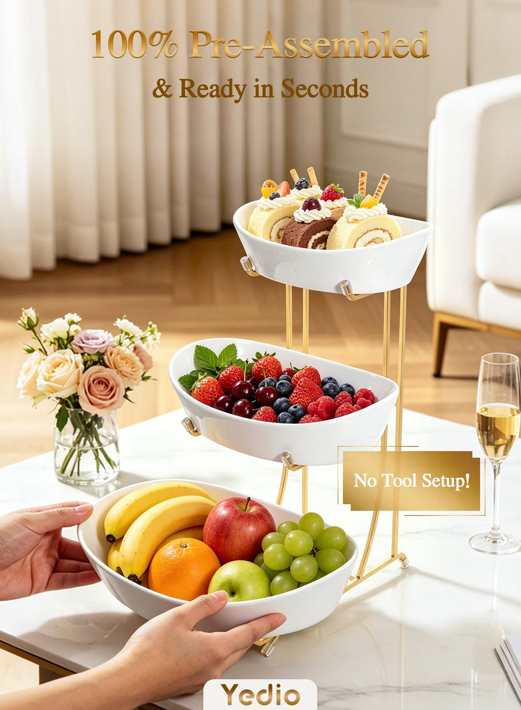 3 Tier Ceramic Fruit Bowl Z28755