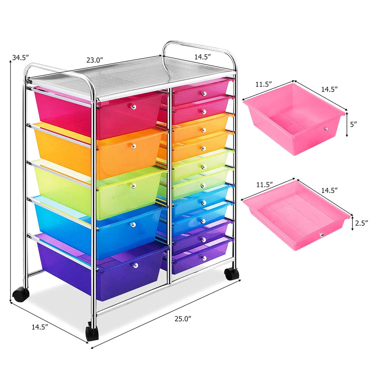 15 Drawer Rolling Storage Cart with Wheels N60370
