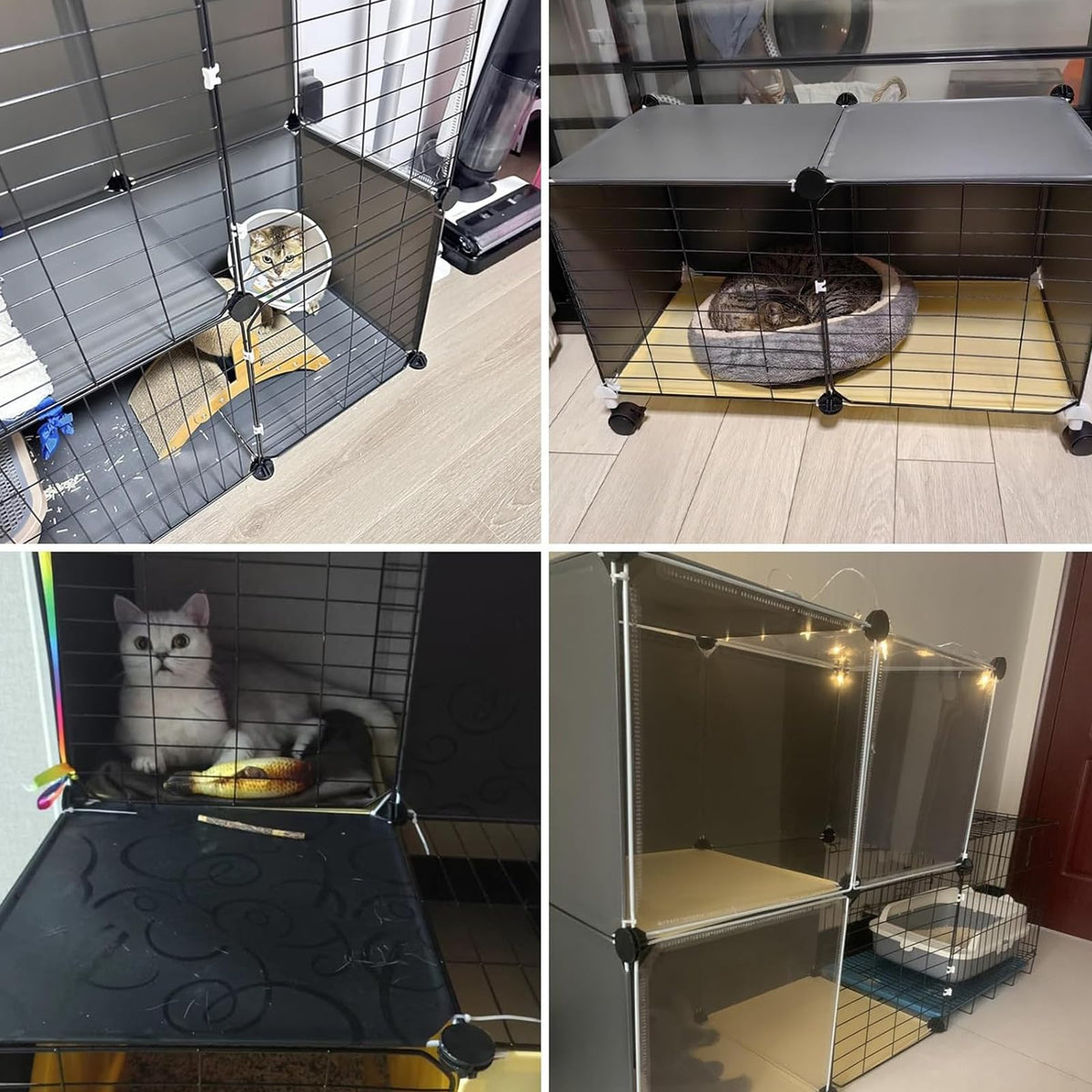 3 Tier Metal Cat Cage with Hammock and 4 Wheels O376
