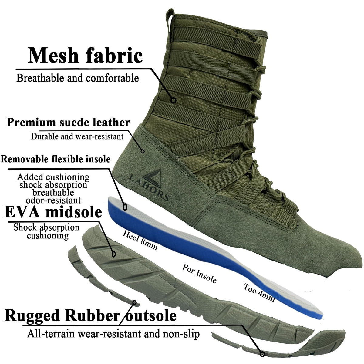 Lightweight Side Zip Tactical Boots X17301