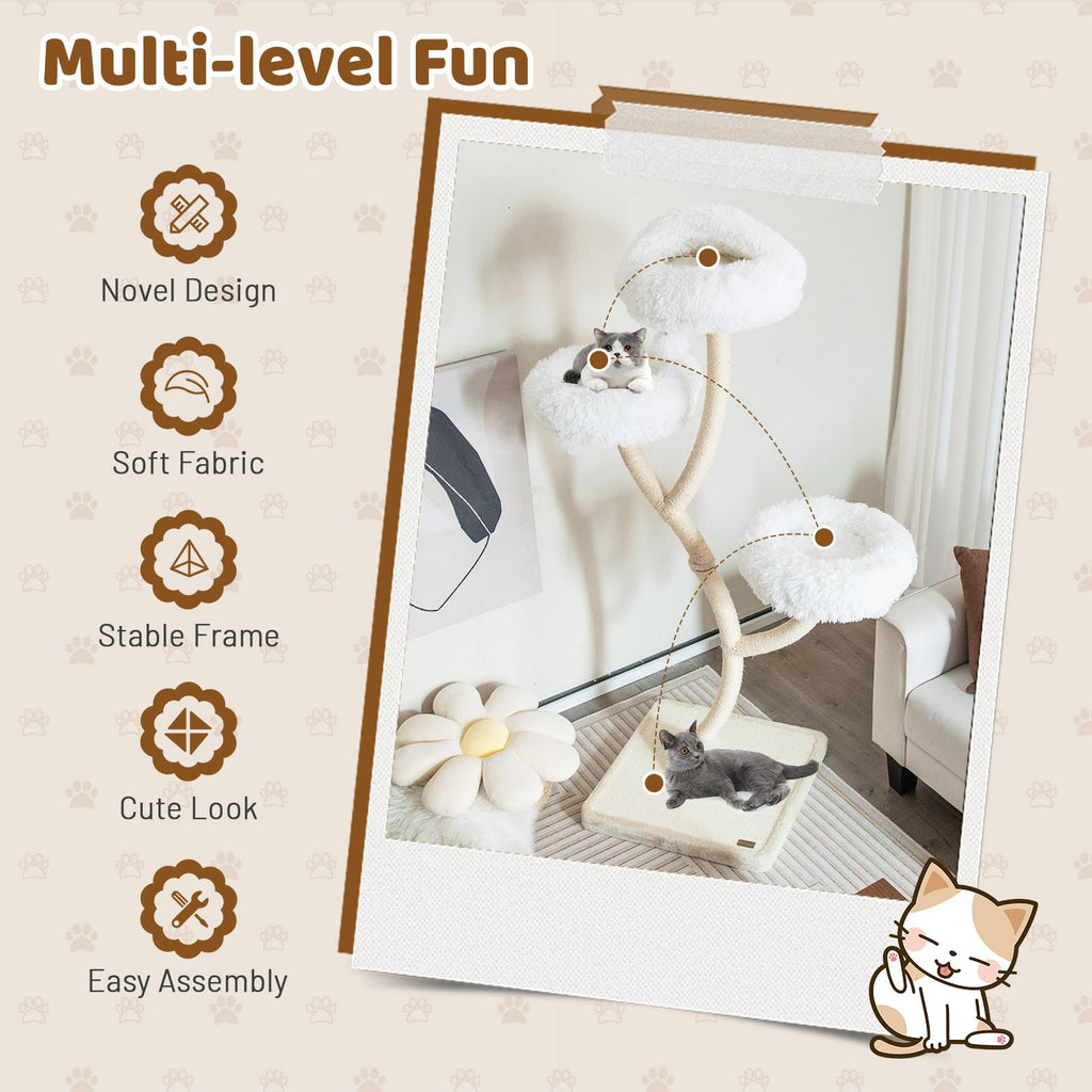 70 Inch Multi-Level Cat Tree with Perches and Scratching Posts P494957