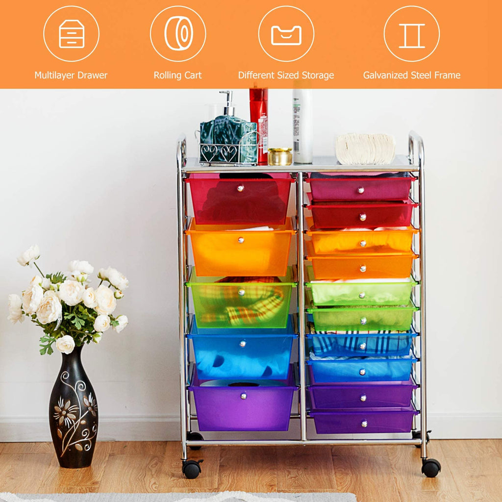 15 Drawer Rolling Storage Cart with Wheels N60370