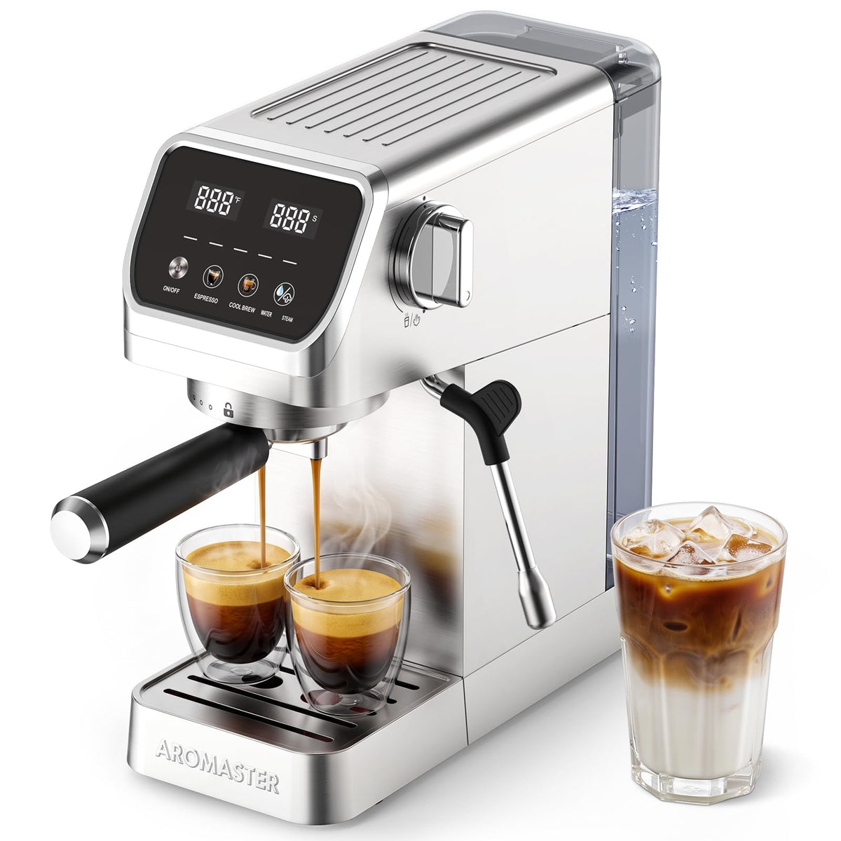 1400W Stainless Steel Espresso Machine with Milk Frother V166