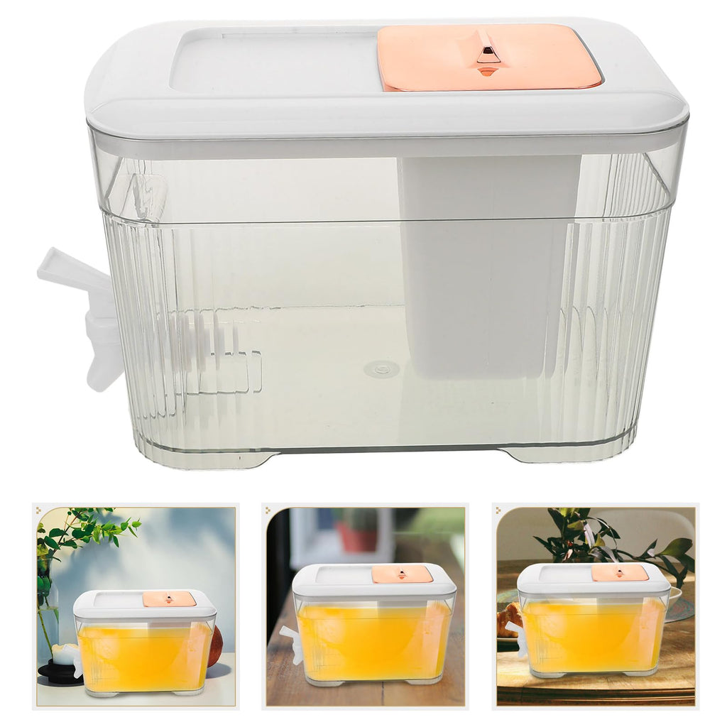 Cold Water Jug with Faucet 3.5l White Beverage Dispenser S9366