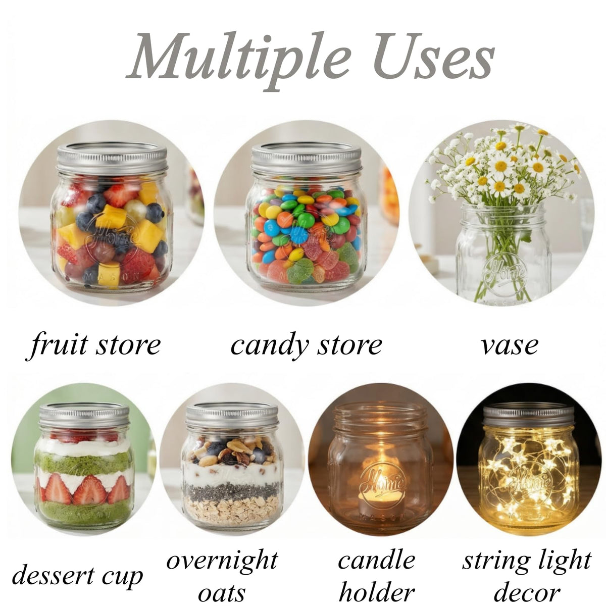 12 Pack 16Oz Wide Mouth Glass Mason Jars with Airtight Lids J725243