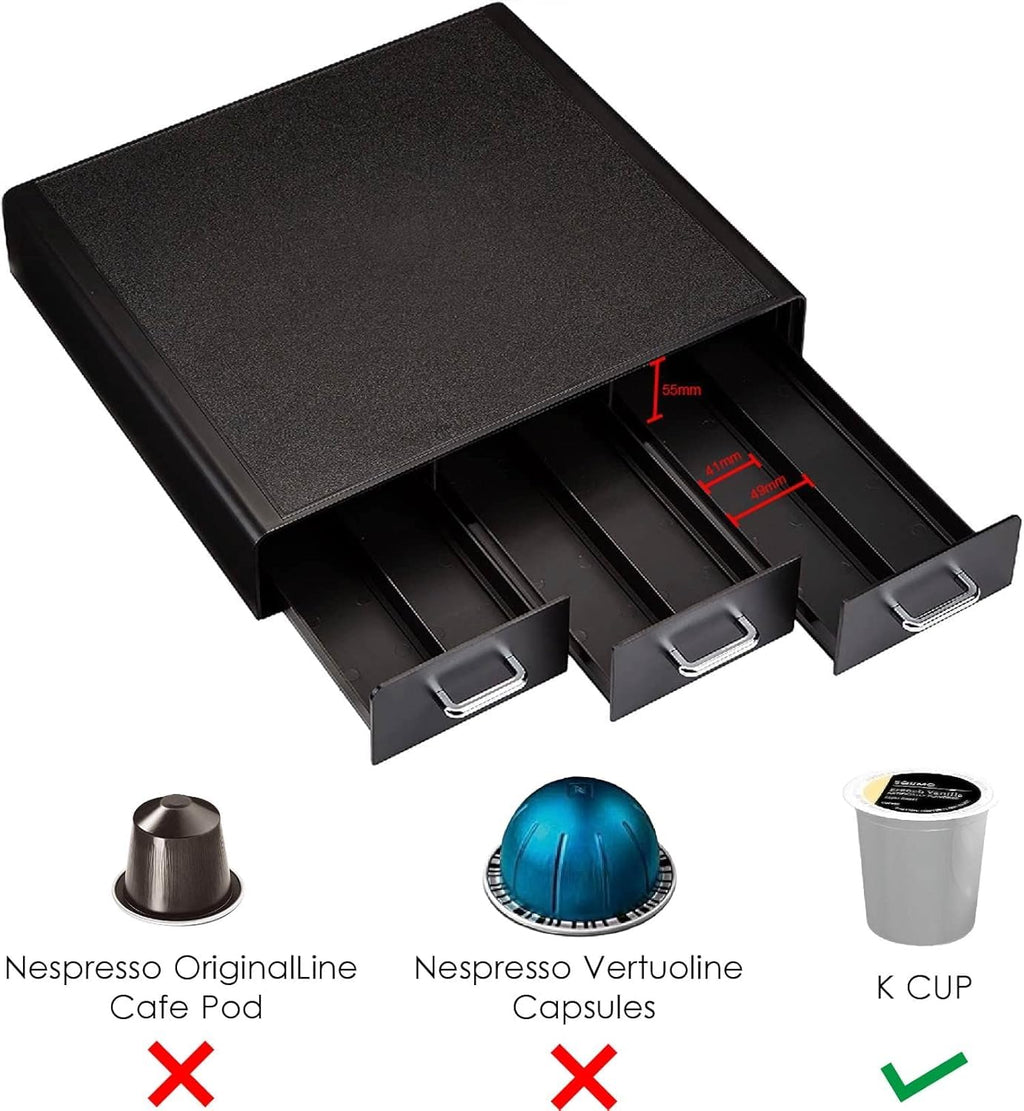 Black 36 Pod Capacity 3 Drawer Coffee Pod Storage Drawer V4766