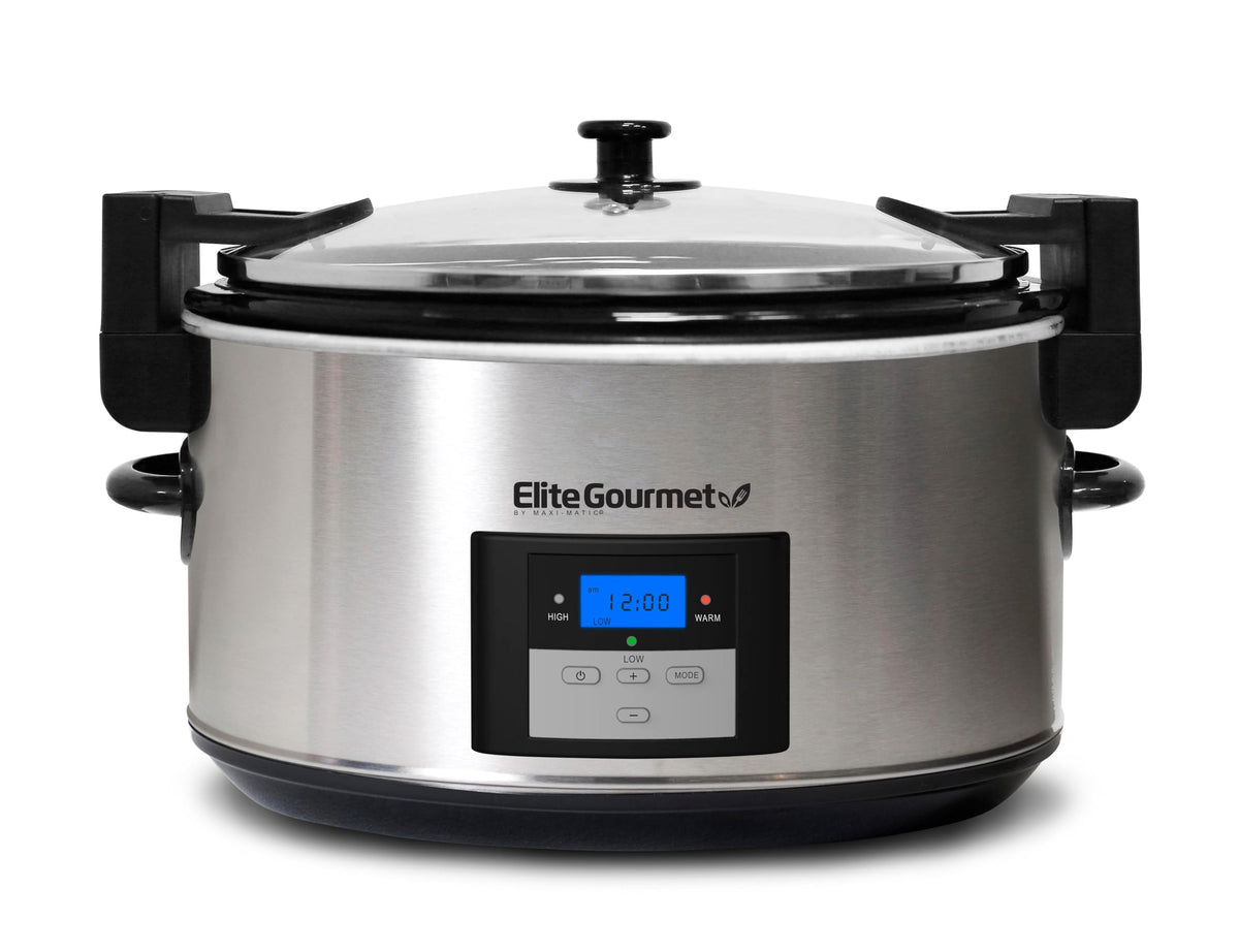 8.5-Quart Stainless Steel Programmable Slow Cooker with Locking Lid V7487