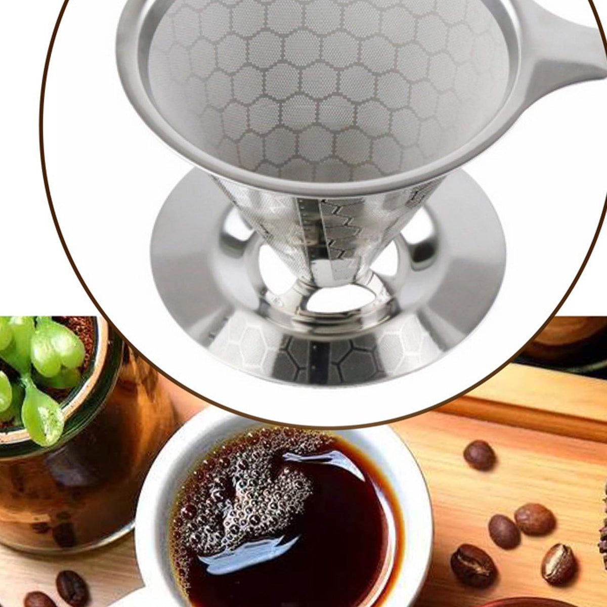 Reusable Stainless Steel Cone Coffee Filter U927