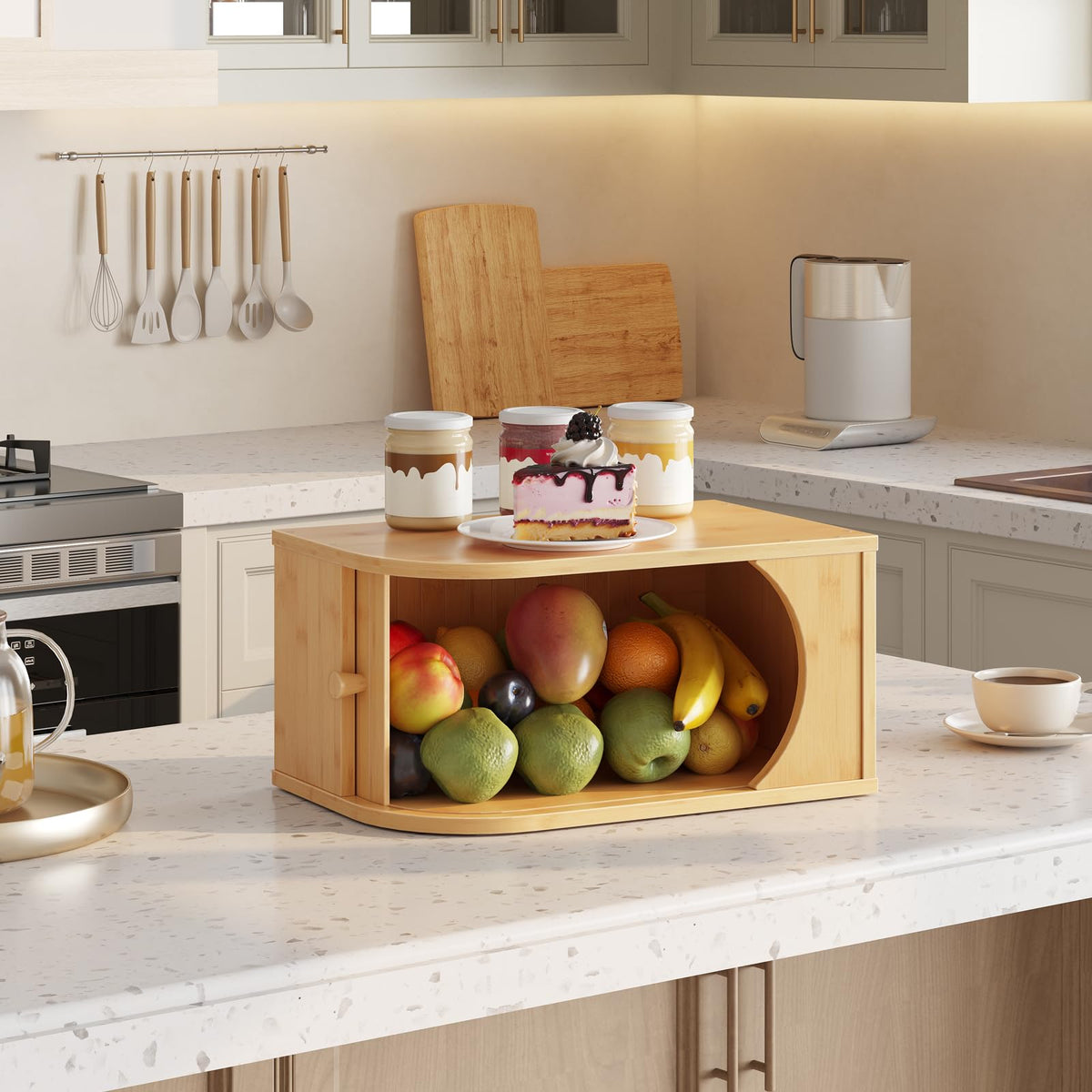 Bamboo Bread Box with Roller Door D4009