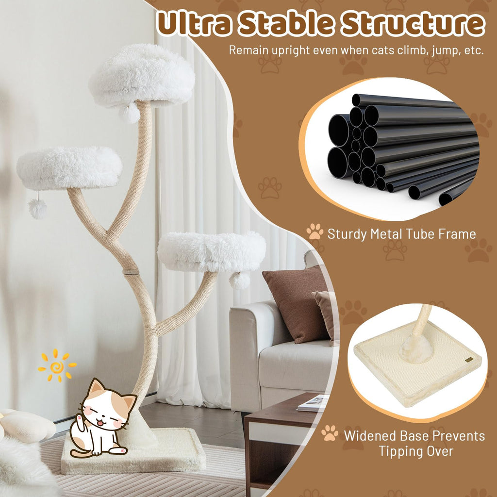 70 Inch Multi-Level Cat Tree with Perches and Scratching Posts P494957
