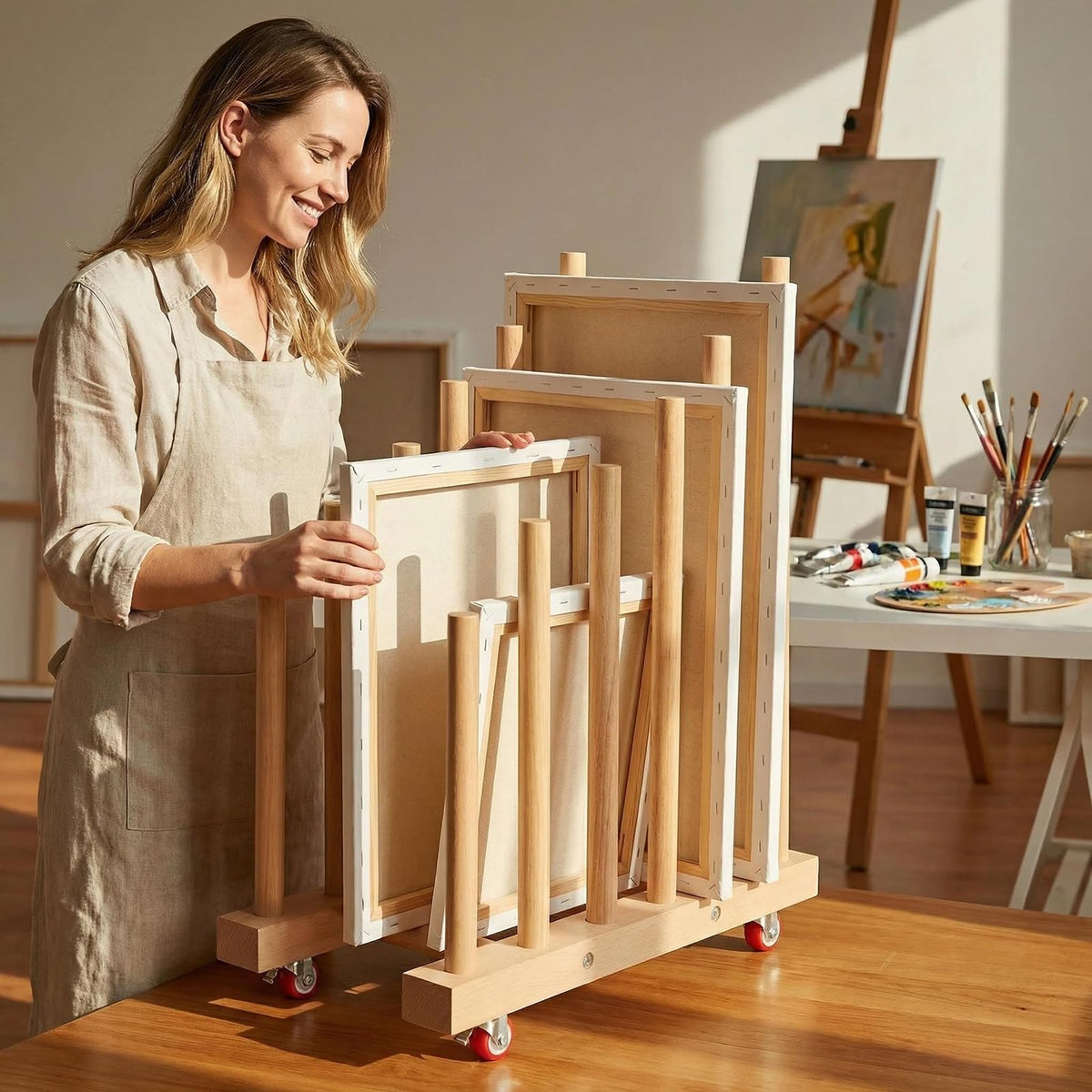 Artwork Storage Rack with Brake Caster Wheels 12in X535328