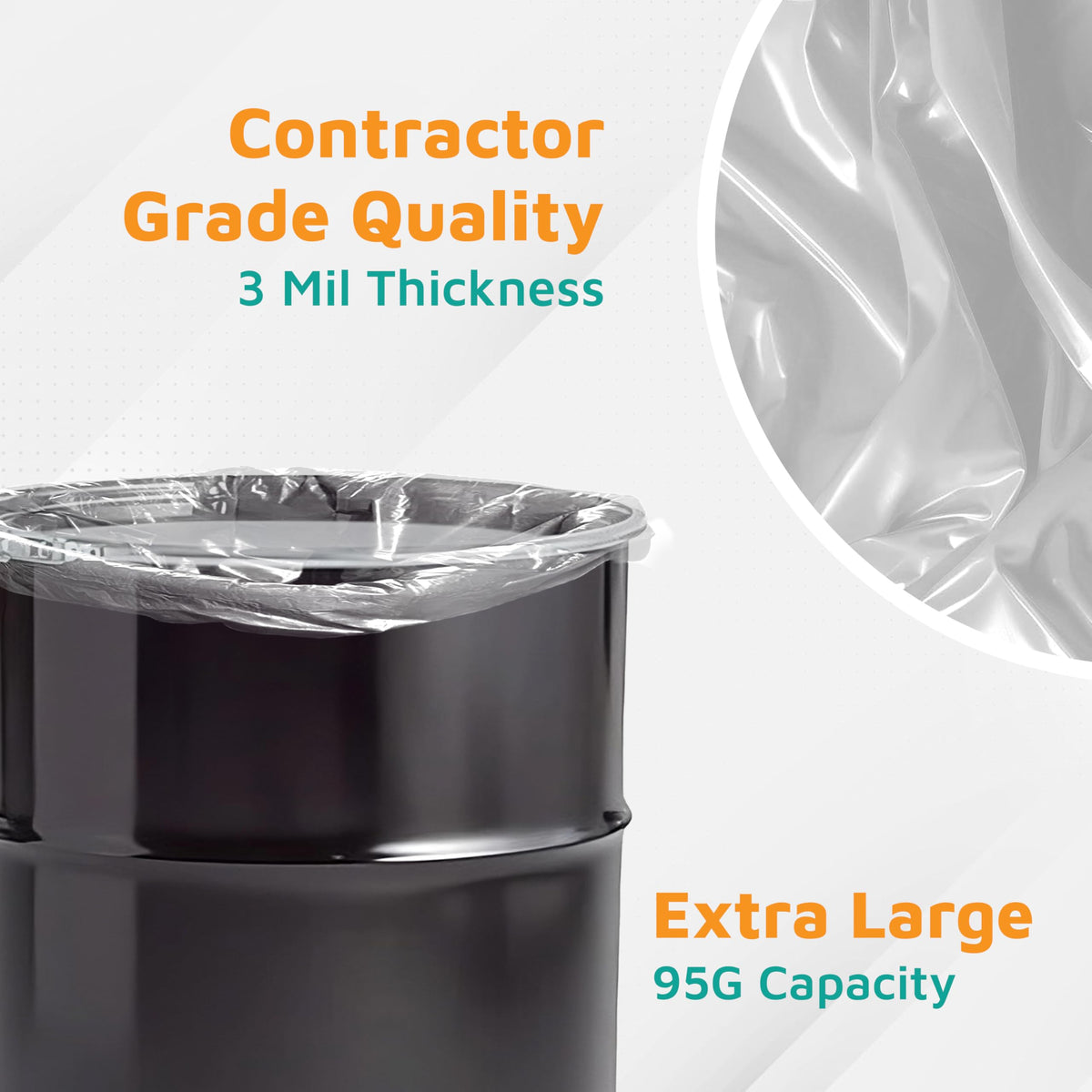 95-Gallon Clear Heavy Duty Contractor Bags X54365