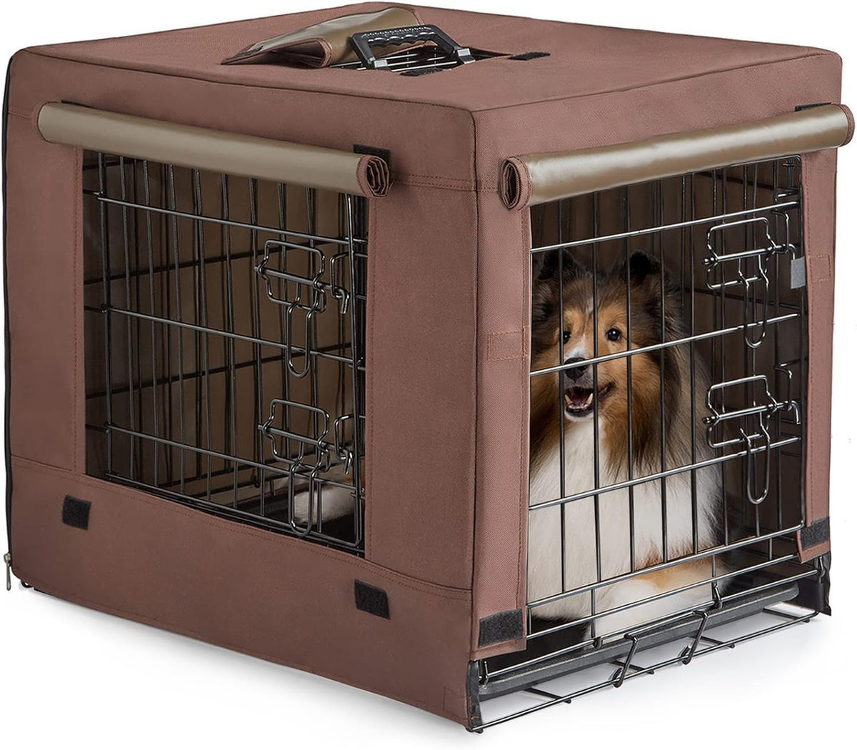 Brown Collapsible Metal Dog Crate P549