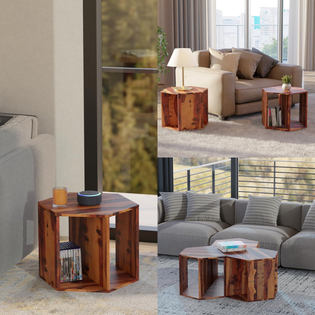 Solid Sheesham Wood Coffee Table Set of 3 E702