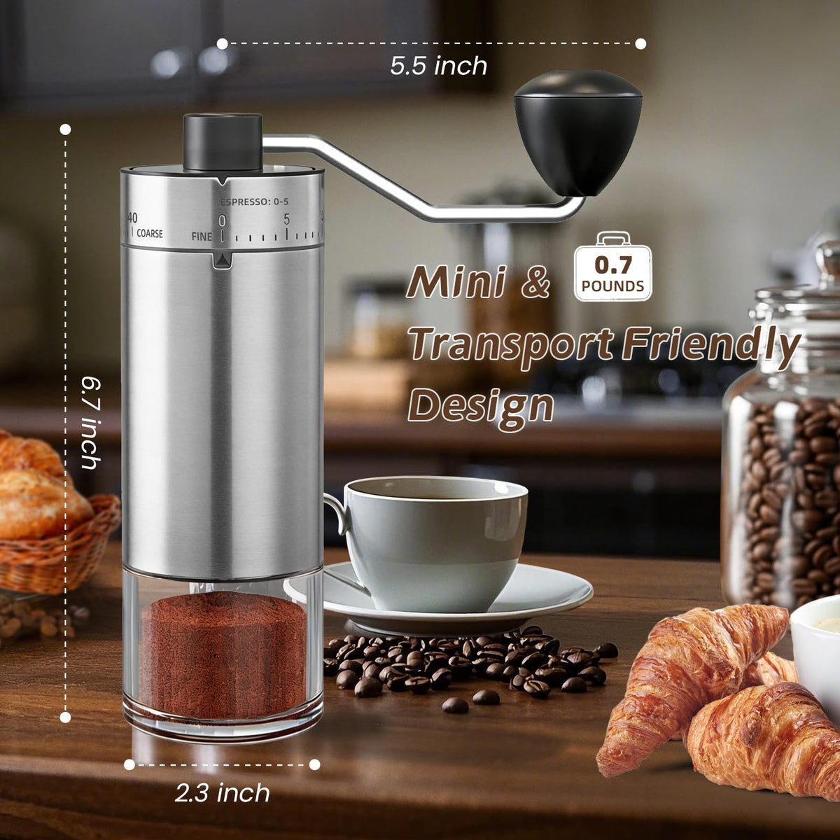 Manual Coffee Grinder, Ceramic Burr D90925