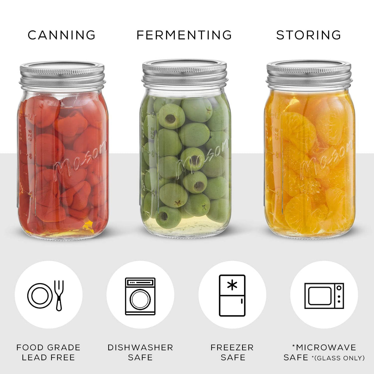 16 Oz 6-Pack Regular Mouth Glass Mason Jars with Lids L601