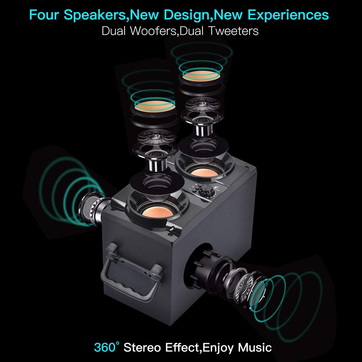 Portable Bluetooth Speaker with Double Subwoofer Heavy Bass Y89394