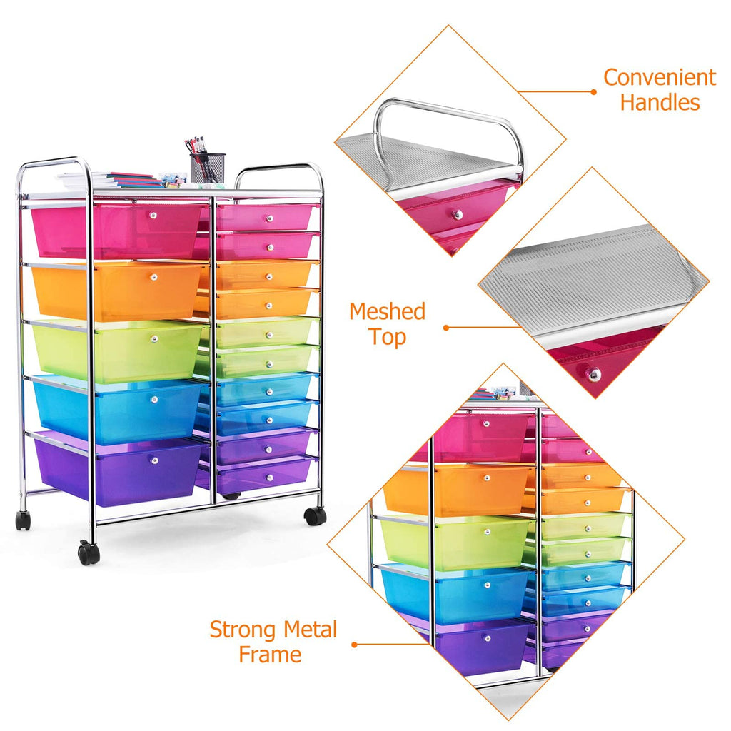 15 Drawer Rolling Storage Cart with Wheels N60370