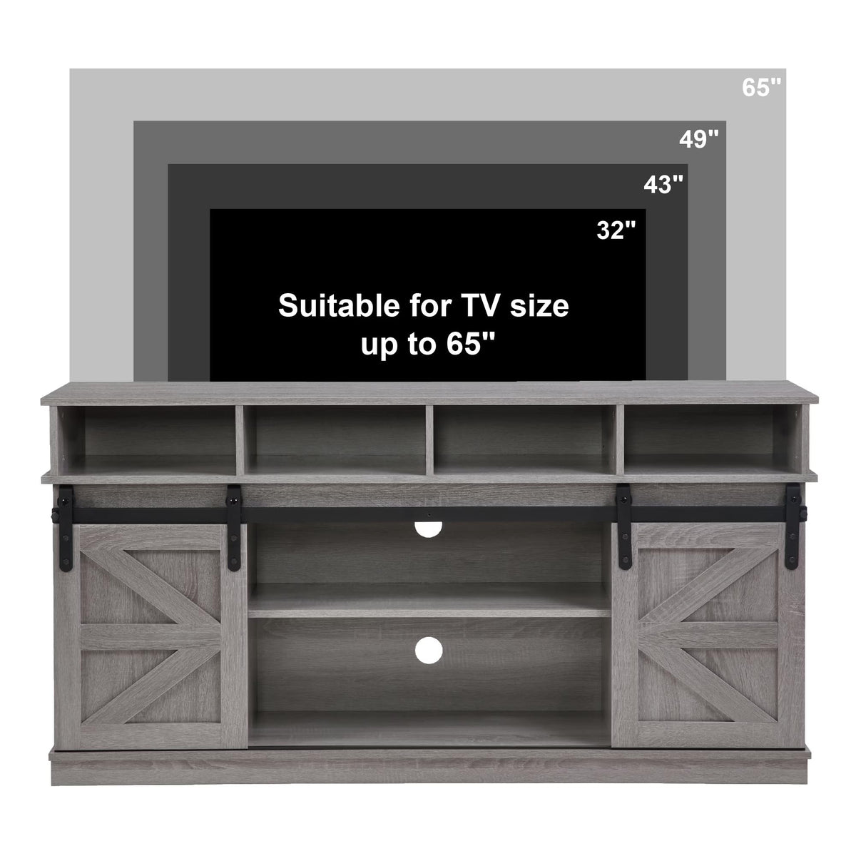 Grey Sliding Barn Door TV Stand H2343