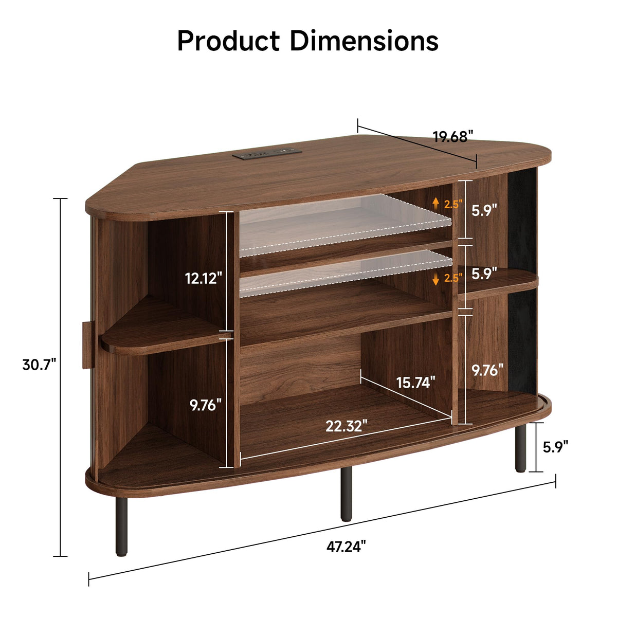 47" Walnut Corner TV Stand M815848