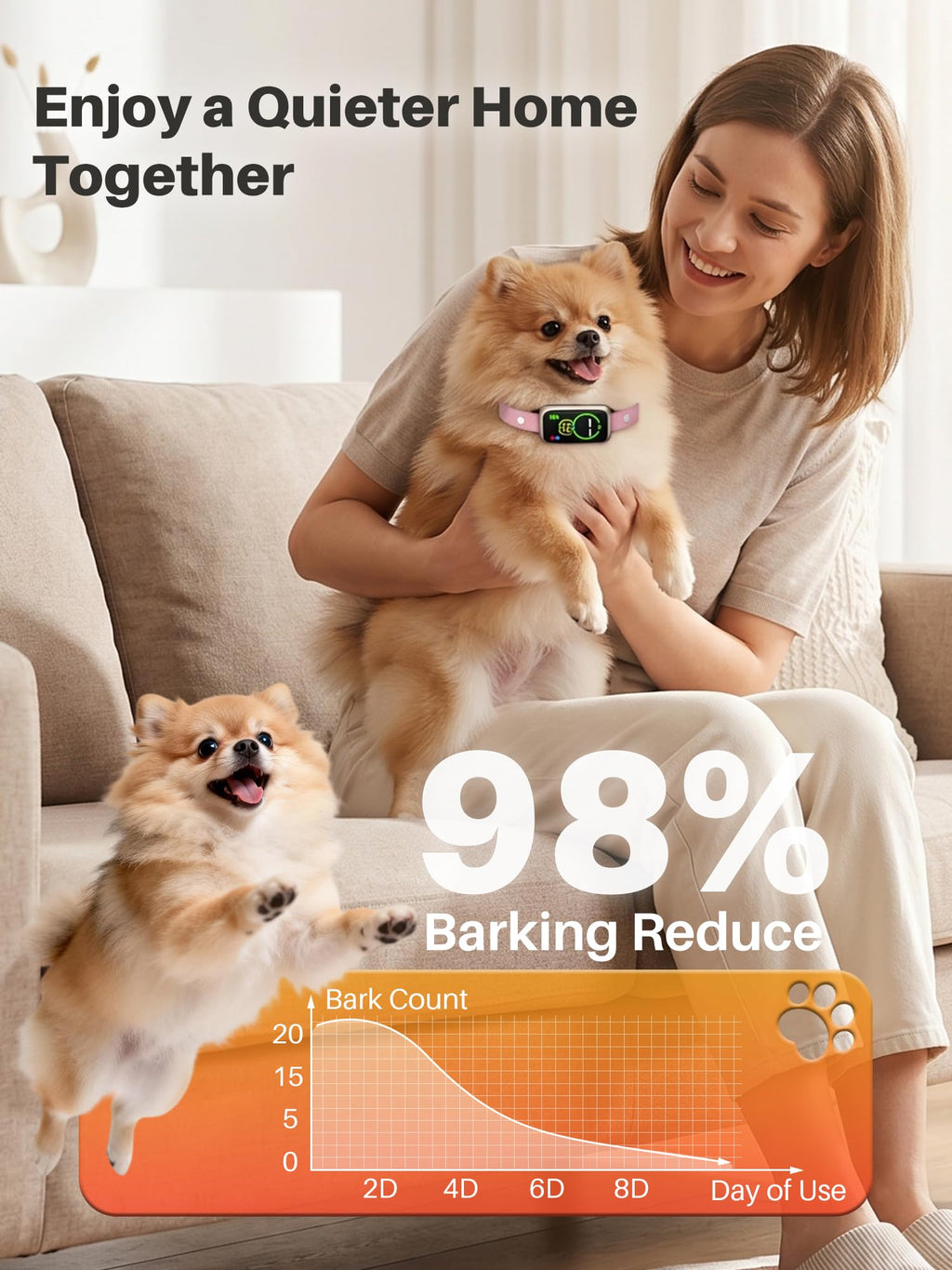 Humane Anti Barking Dog Collar with Beep Vibration M8069