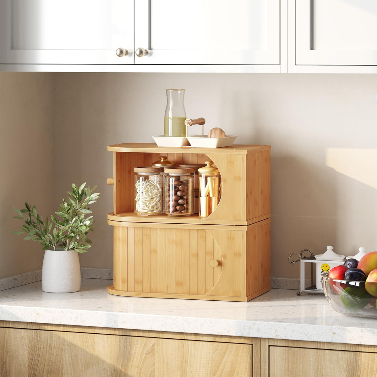 Bamboo Bread Box with Roller Door D4009