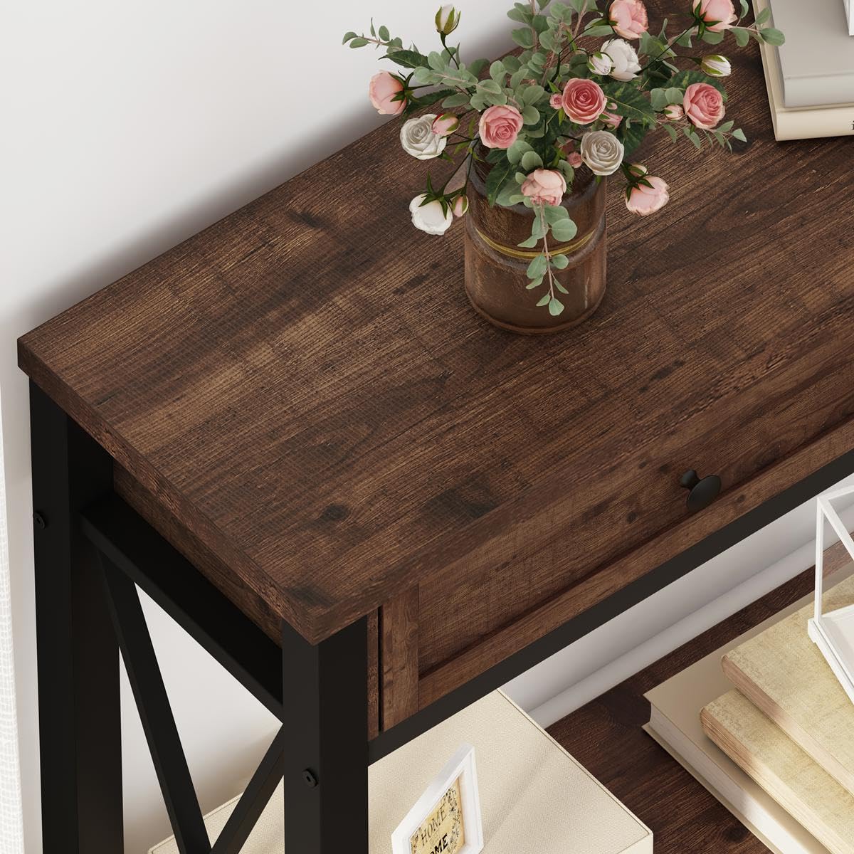 Rustic Oak 47 Inch Console Table with 2 Drawers R472