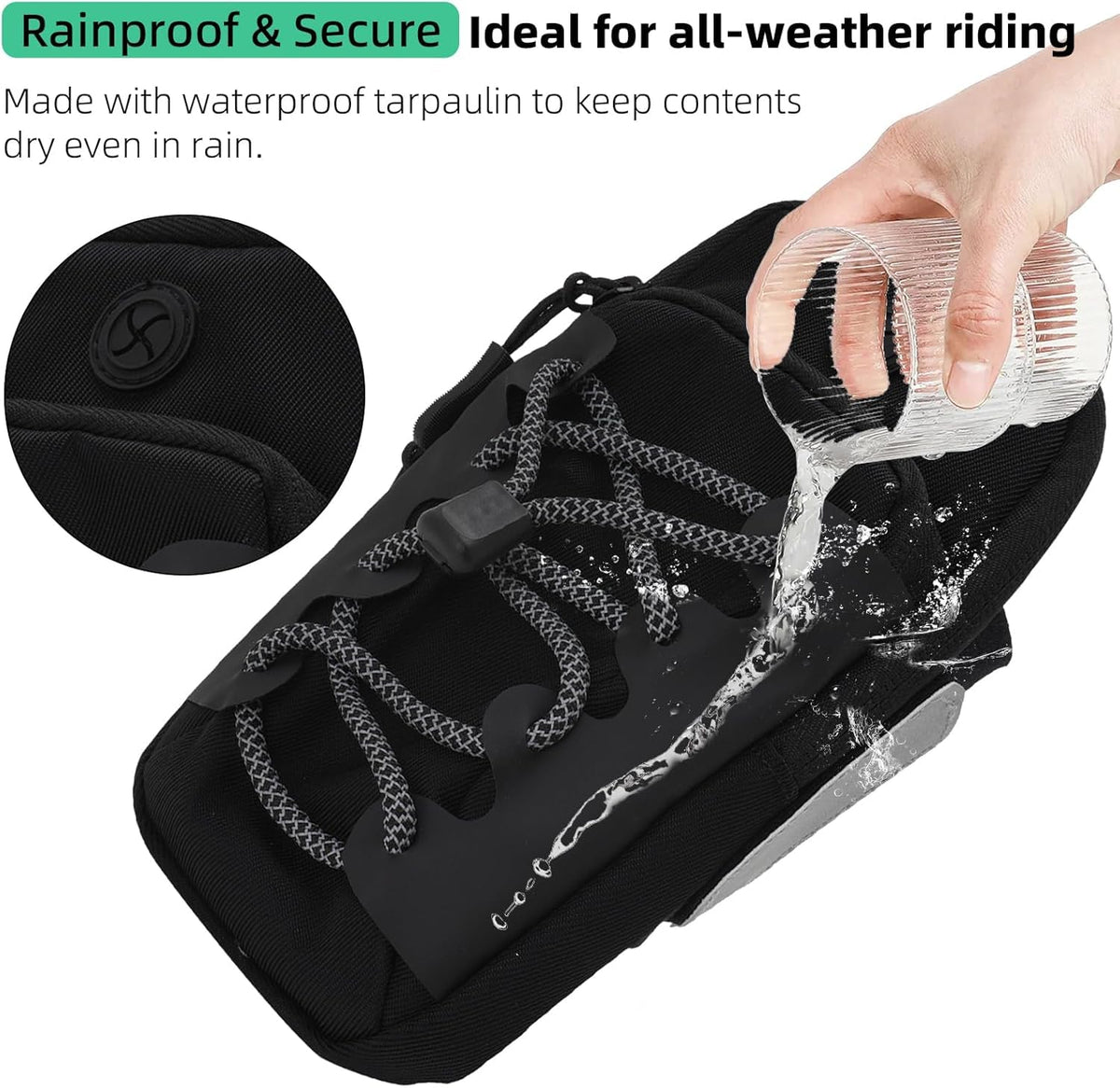 Black Motorcycle Front Frame Bag T94721