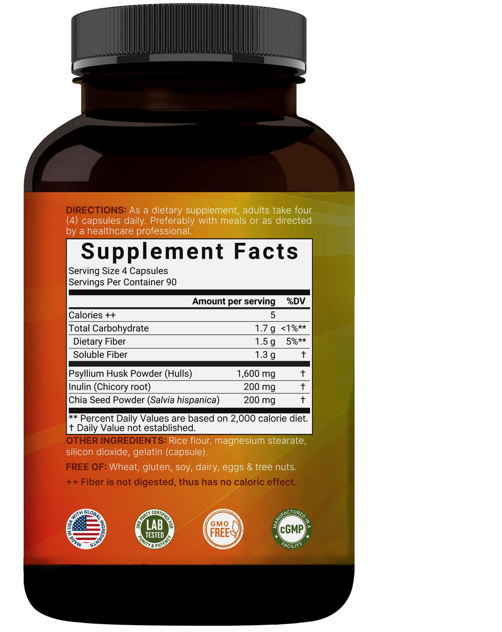 Psyllium Husk Fiber Capsules 2,000mg 360 Caps B776