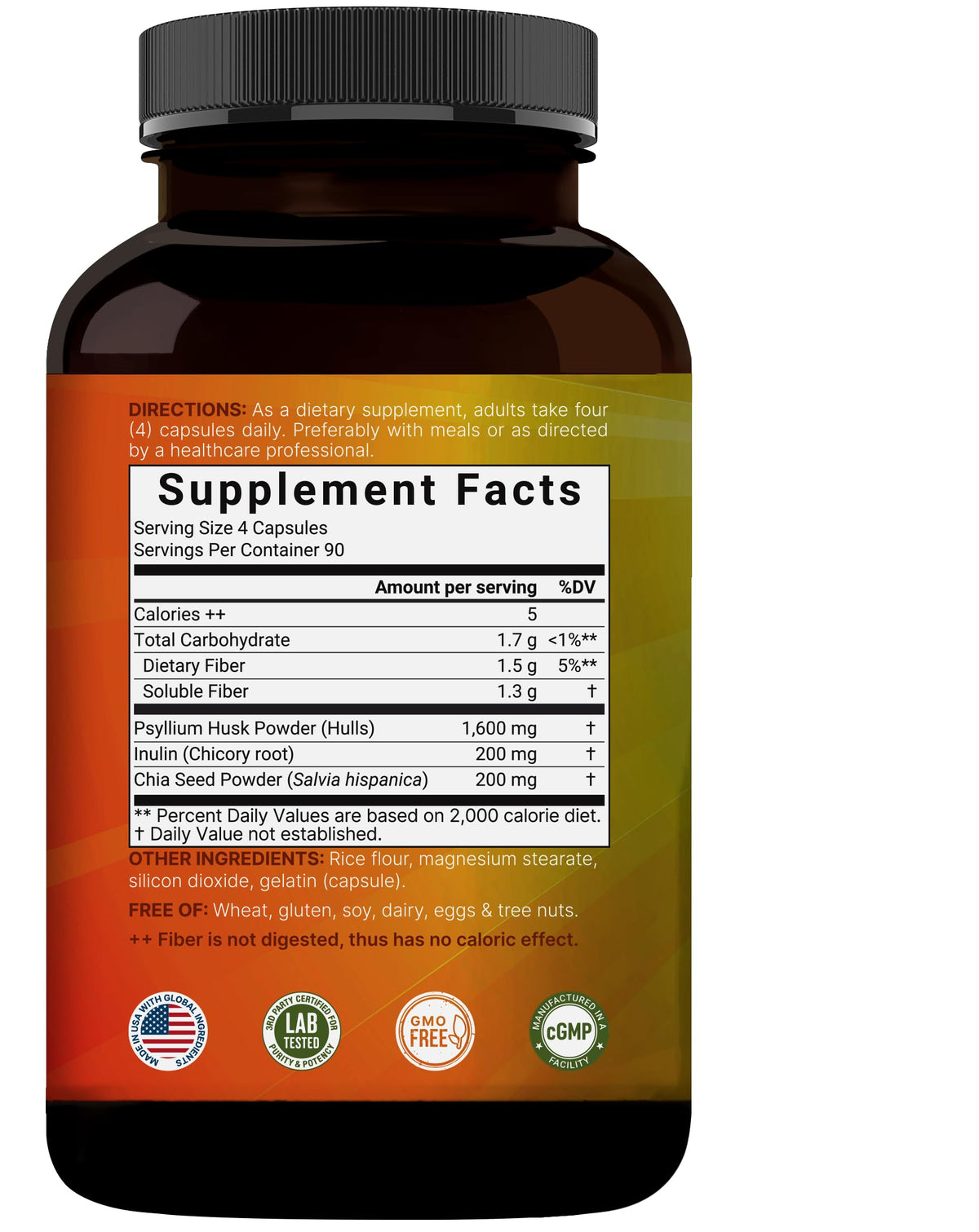 Psyllium Husk Fiber Capsules 2,000mg 360 Caps B776