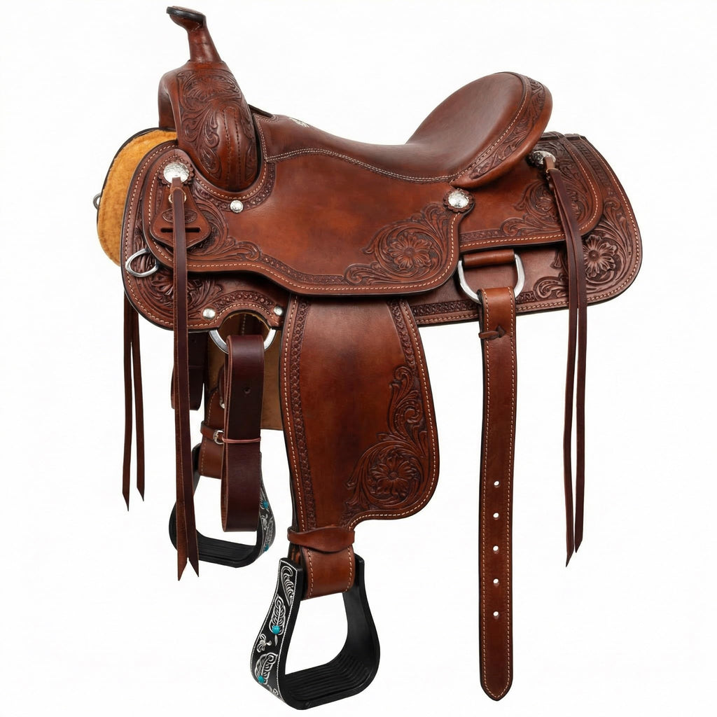 Black Aluminum Engraved Horse Saddle Stirrups G5650