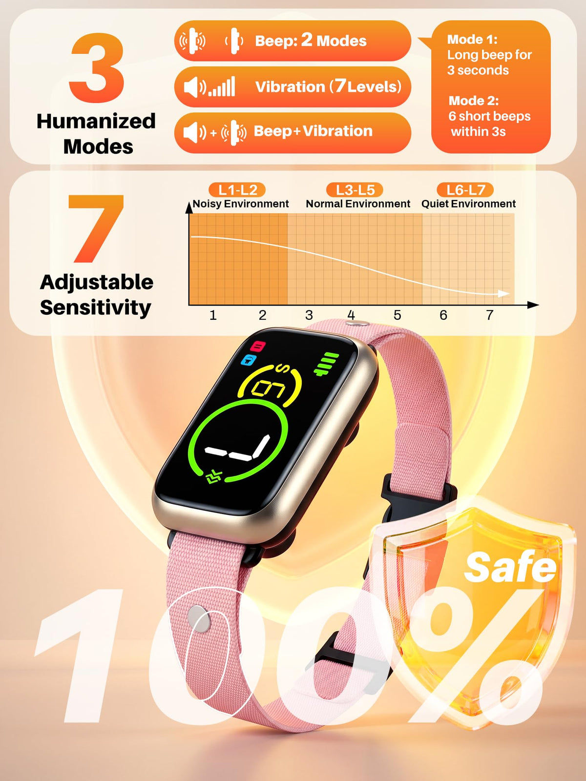 Humane Anti Barking Dog Collar with Beep Vibration M8069