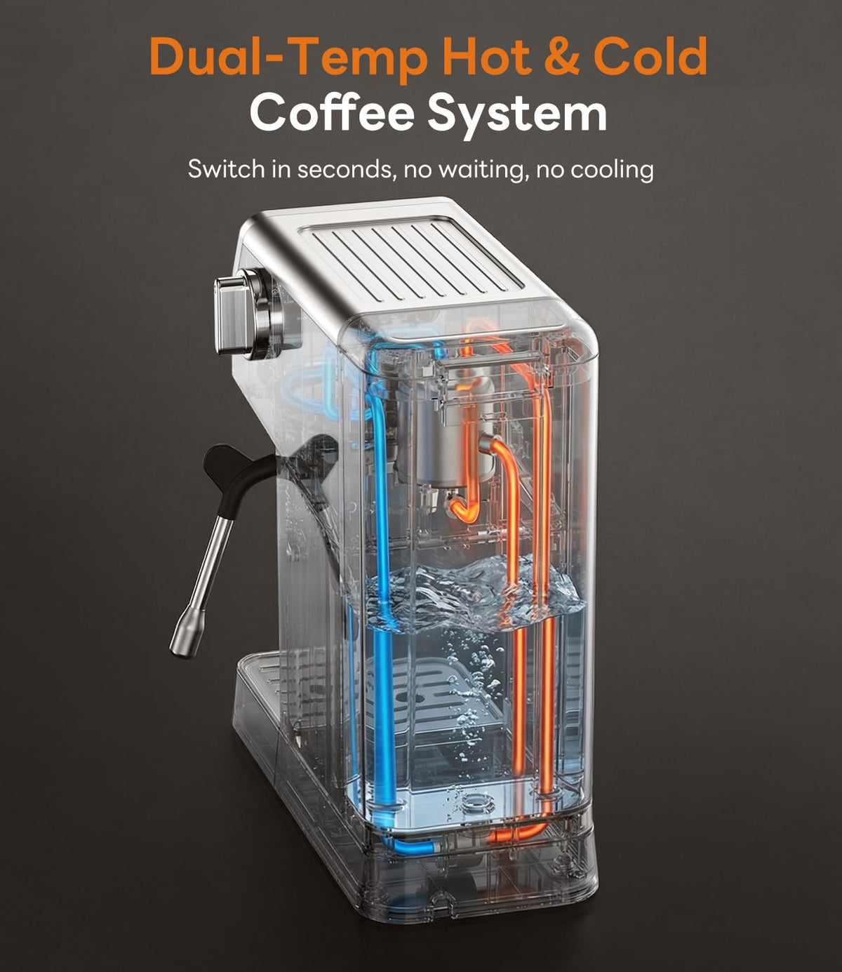 1400W Stainless Steel Espresso Machine with Milk Frother V166