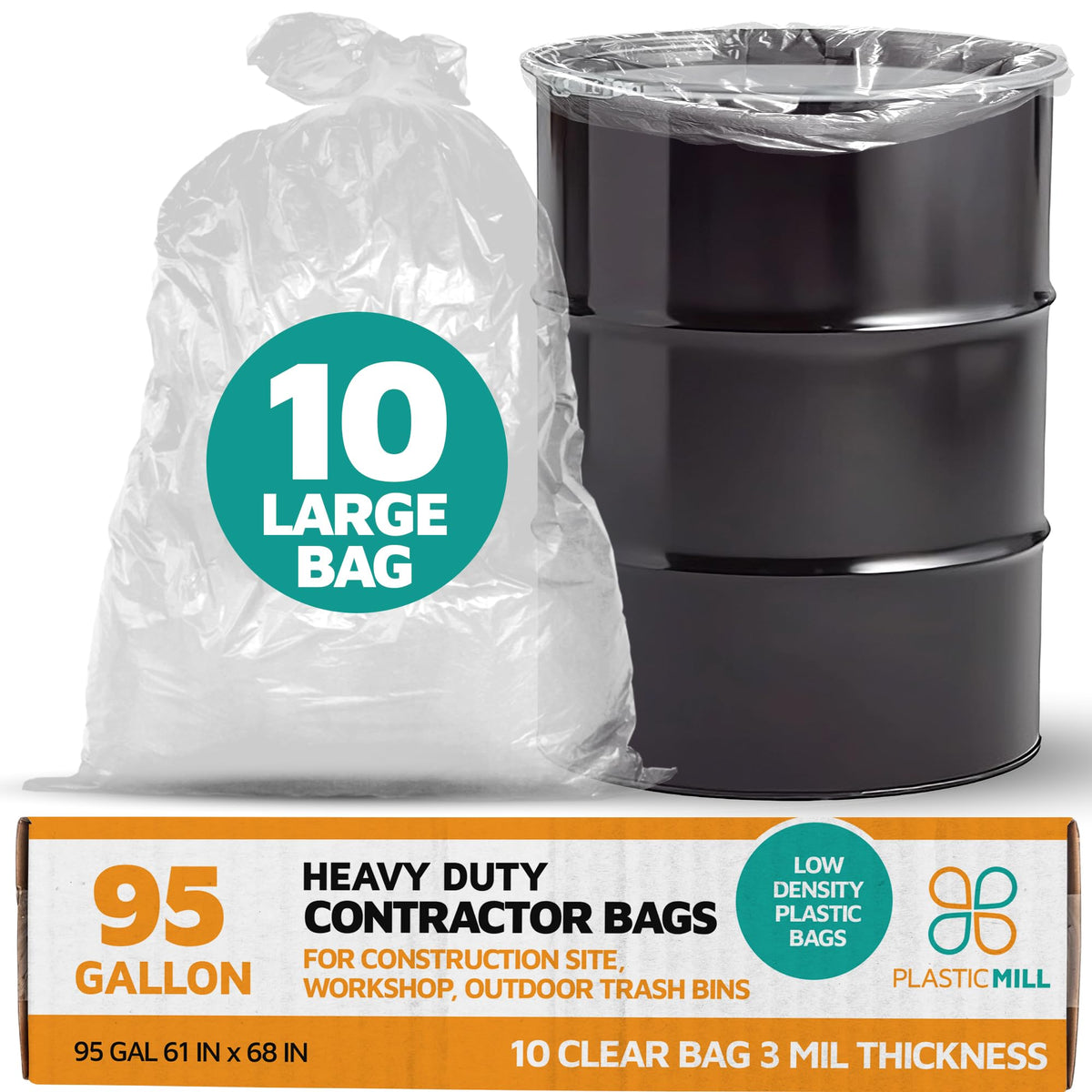 95-Gallon Clear Heavy Duty Contractor Bags X54365