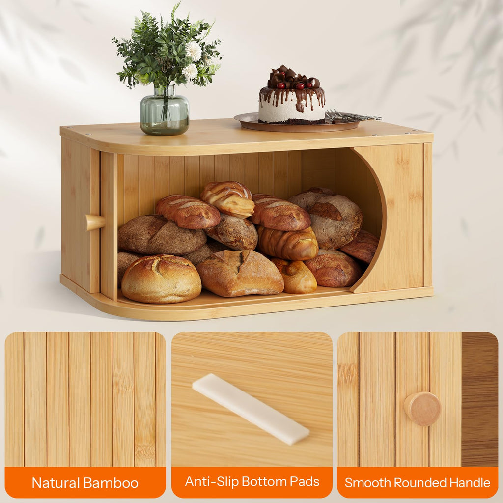 Bamboo Bread Box with Roller Door D4009